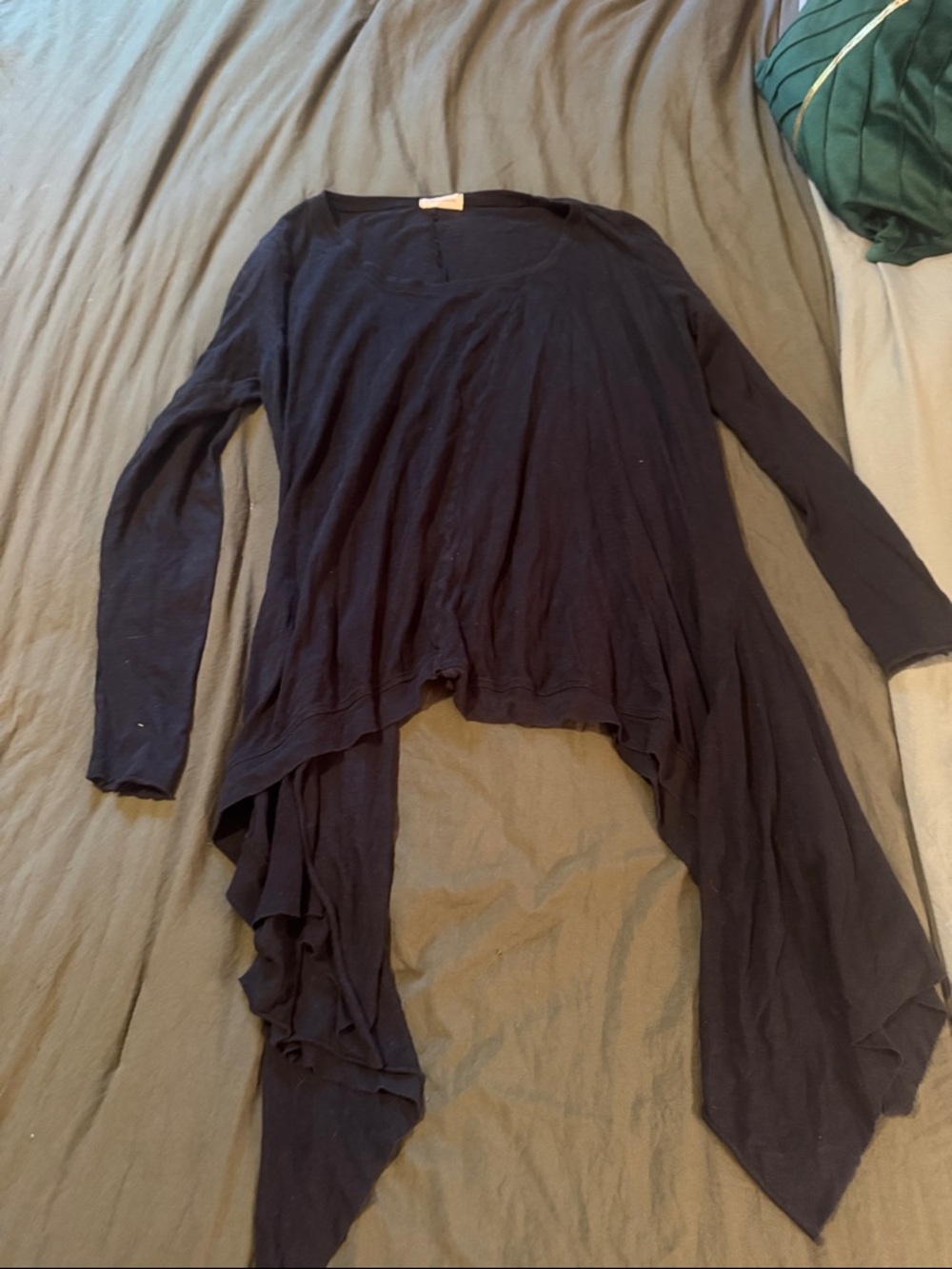 Ladies Navy Asymmetric Long Sleeve Top